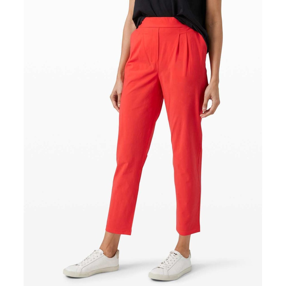 Lululemon Your True Trouser High Rise Pant Size 6b Carnation Neon Red Pull On
